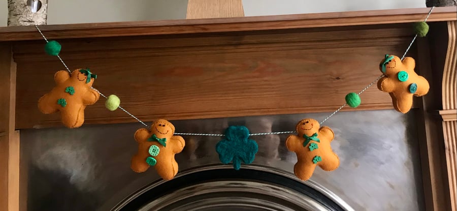 St Patrick's Day Felt Gingerbread Garland