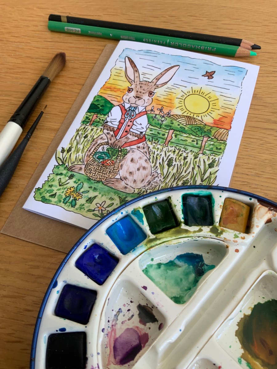 Cute Rabbit Sunset Card A6