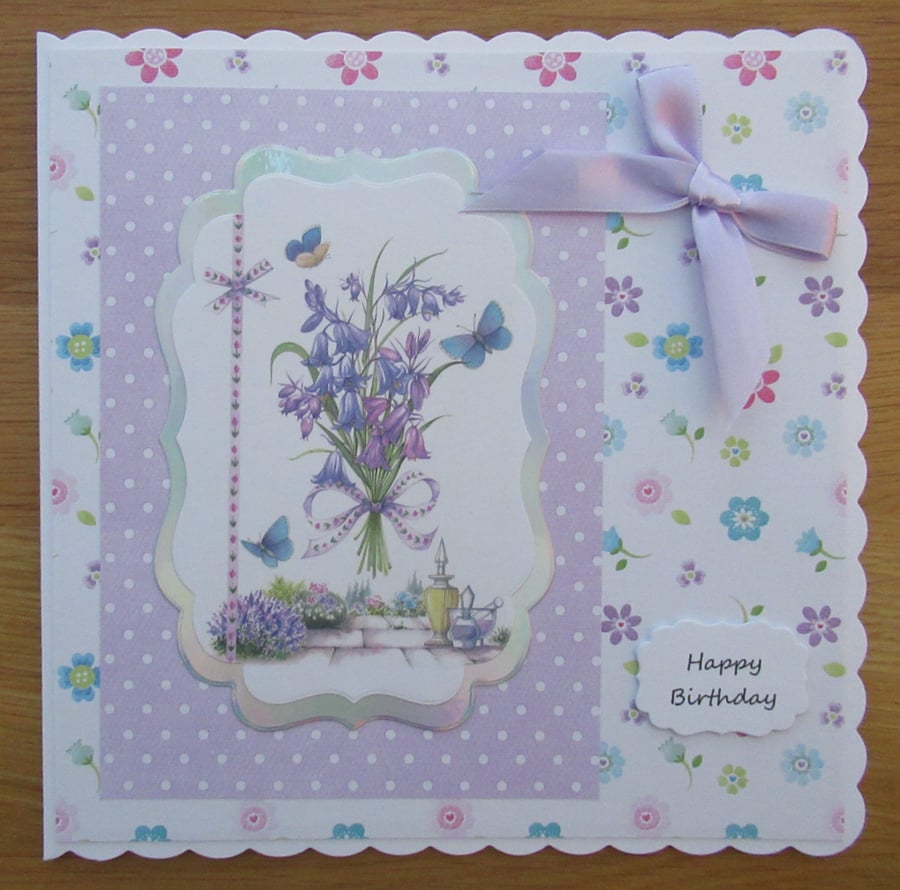 Bluebells & Butterflies - 8x8" Birthday Card