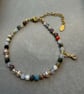 Handmade Natural Gemstone & Pearl Bracelet – 14K Gold Plated Steel - Image 5