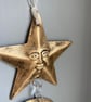 Retro 90s style celestial gold metal hanging decoration with bell  - Image 2