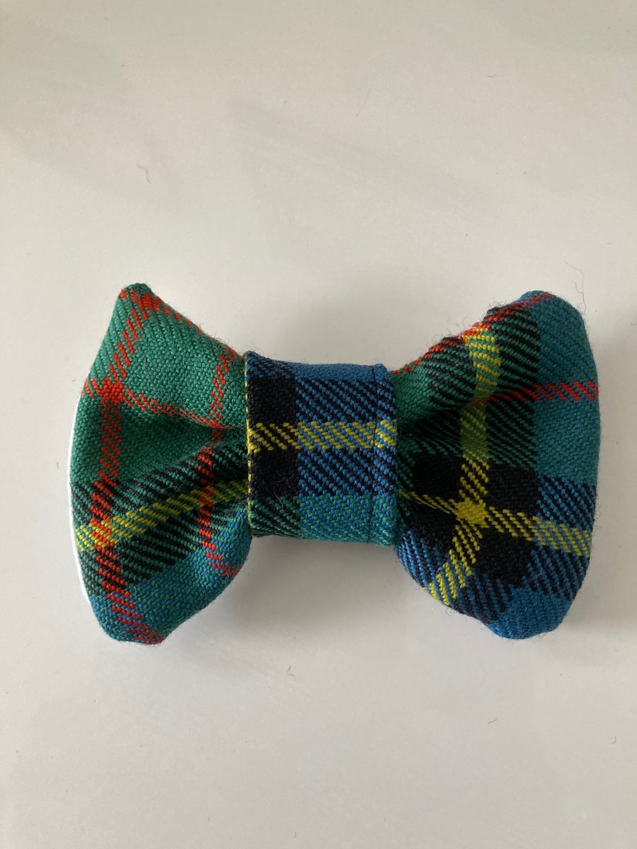 Blue ,Green and Black with Yellow stripe Tartan  dog or cat dickie bow