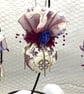 Lilac and Blue Christmas Bauble with Embroidered Lace and Flowers - Image 6