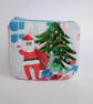 Christmas zipped purse - Santa with Christmas tree, boy and cat