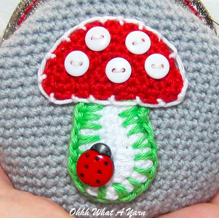 Mint Mushroom Ergonomic Crochet Hook, Cute Toadstool Polymer Clay