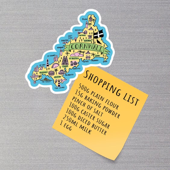 Cornwall Map Fridge Magnet - Cornwall Gifts