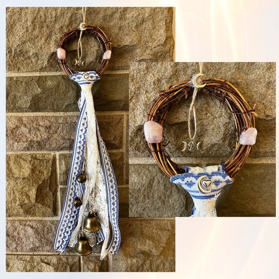 Handmade Witch Bells Chimes Wiccan Witch Witchy Protection Fairy Fairycore Blue