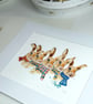 Watercolour Art Print - The Scarf Squad Rabbits Berry Kale Chomp Fennel & Fig - Image 4