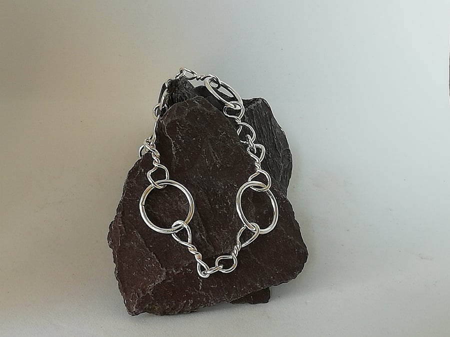 Silver Link Bracelet with Twisted Links