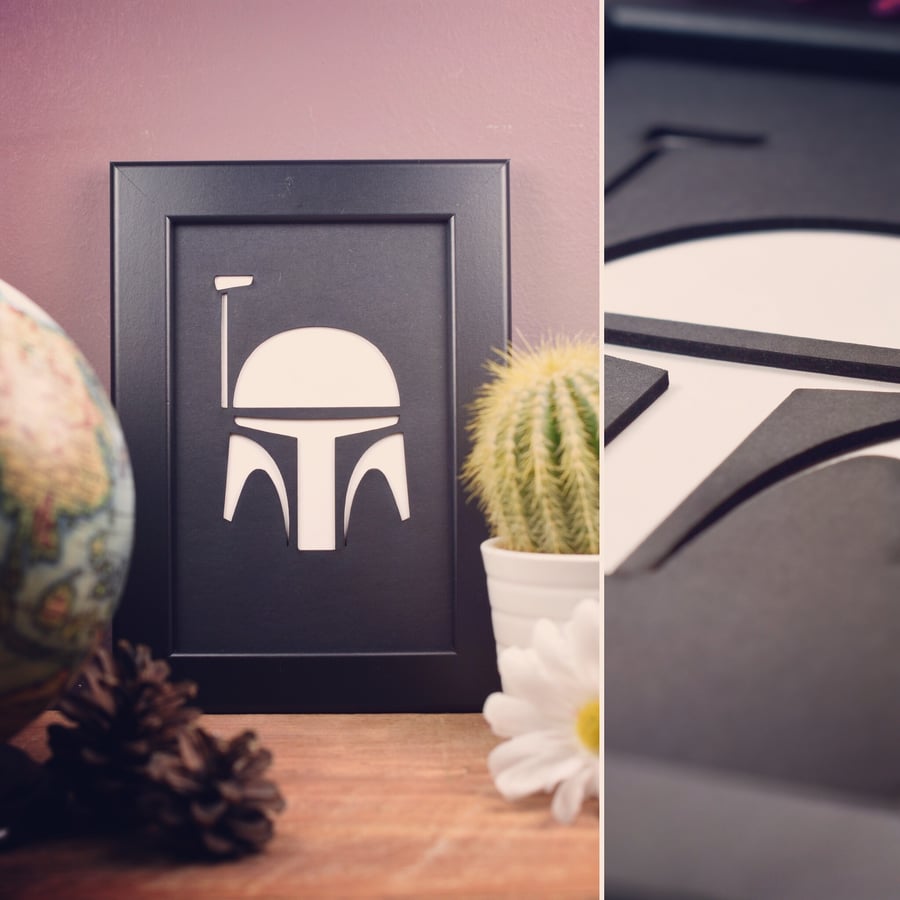 Star Wars Boba Fett Framed Artwork - 13cm x 18cm