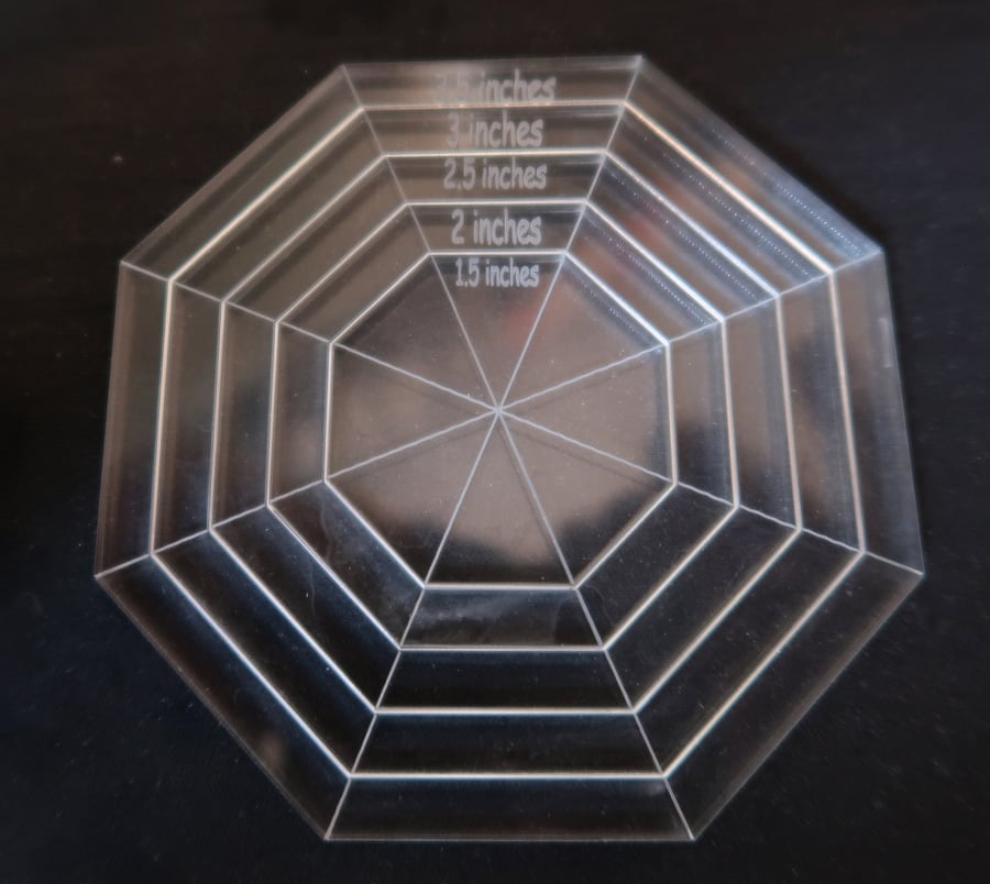 Octagonal quilting template set, stencil, quilt making, 5mm acrylic .Made in UK,