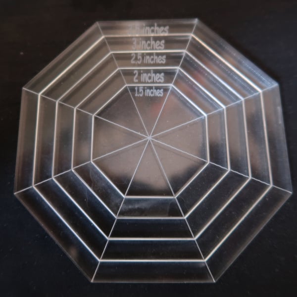 Octagonal quilting template set, stencil, quilt making, 5mm acrylic .Made in UK,