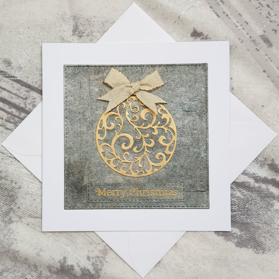 Gold Bauble Christmas Card 