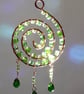 Beautiful copper and green suncatcher wire wrapped spiral handmade unique  - Image 7