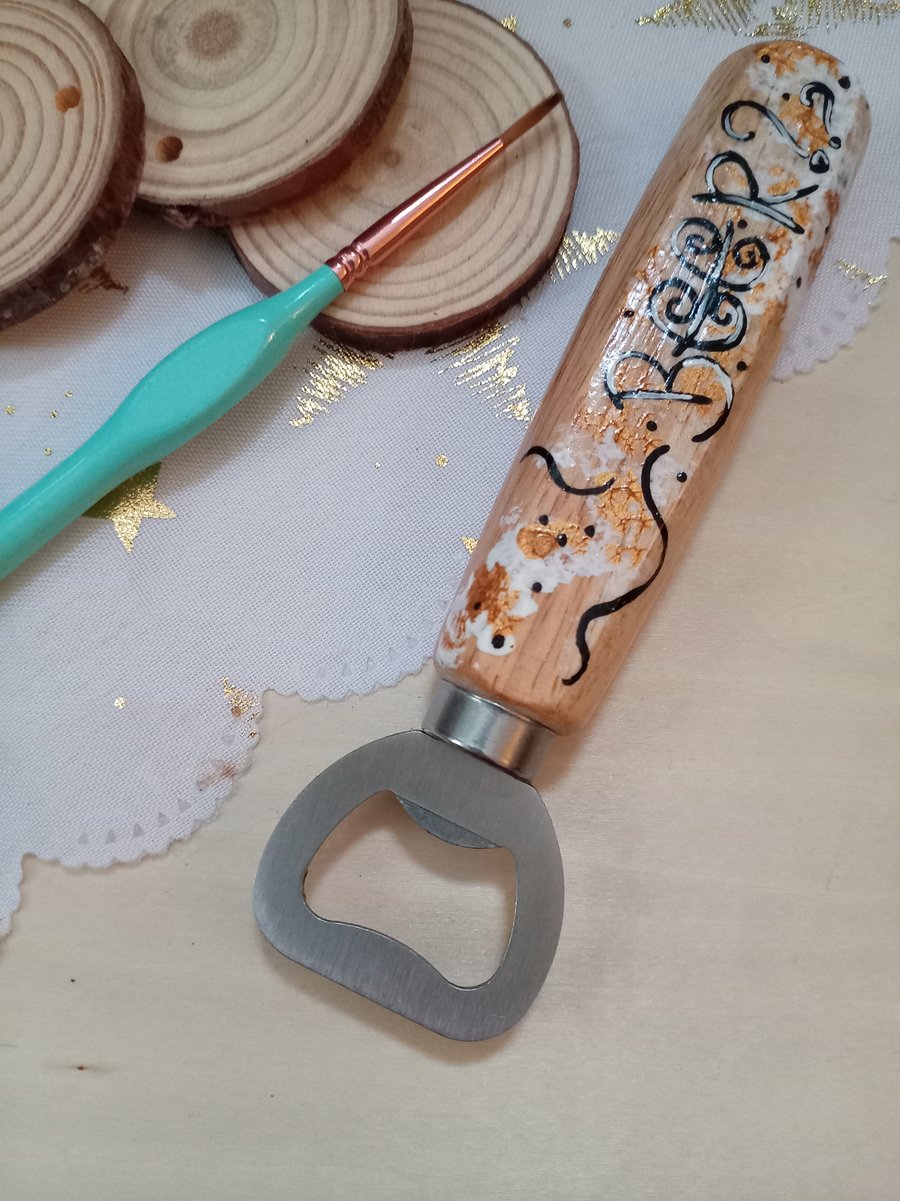 Wooden beer bottle opener