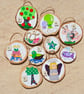 Wooden fun alphabet art with first letter scrabble tile - W worm - Image 2
