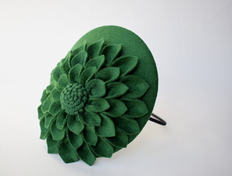 Green Felt Fascinator Hat  - Womens Wedding Hat - Mini Hat