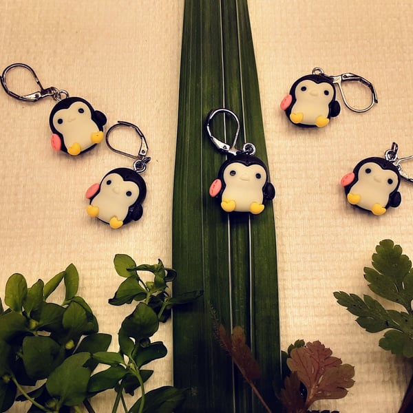 Cute penguin stitch markers for crochet and knitting