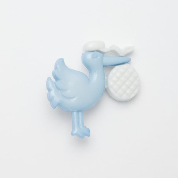Blue Baby stork design buttons 34mm