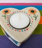SUNFLOWER AND BUNTING CERAMIC HEART SHAPED TEALIGHT HOLDER - Image 3