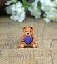 Tiny Purple Heart Bear Pin, Handmade Purple Gift, I Love You Love Heart Gift - Image 1