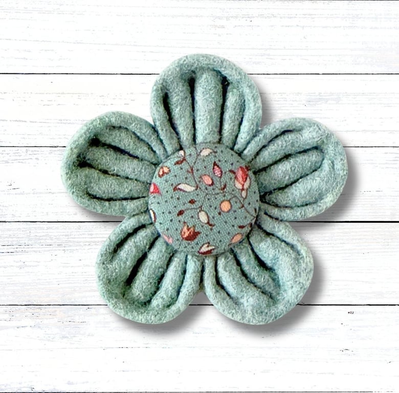 Flower Brooch, Sage Green Flower, Handmade Flower