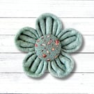 Flower Brooch, Sage Green Flower, Handmade Flower
