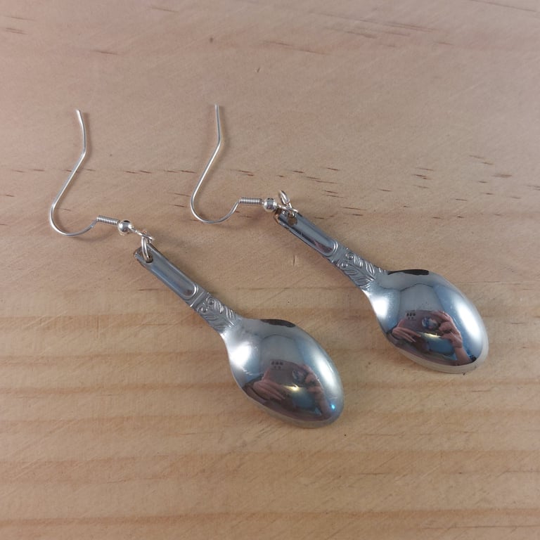 Upcycled Silver Plated Sugar Tong Spoon Earrings (SPE102515)