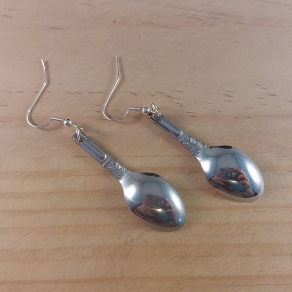 Upcycled Silver Plated Sugar Tong Spoon Earrings (SPE102515)