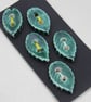 5 Small Leaf Shaped Emerald Green Ceramic Buttons - Image 2