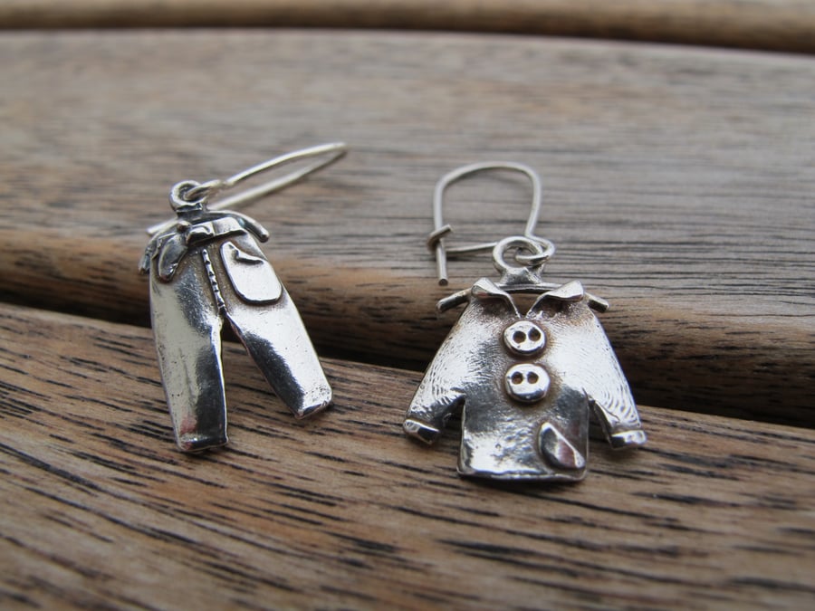 Sterling Silver Clothes Earrings, Silver Dangle Earrings, Silver Earrings