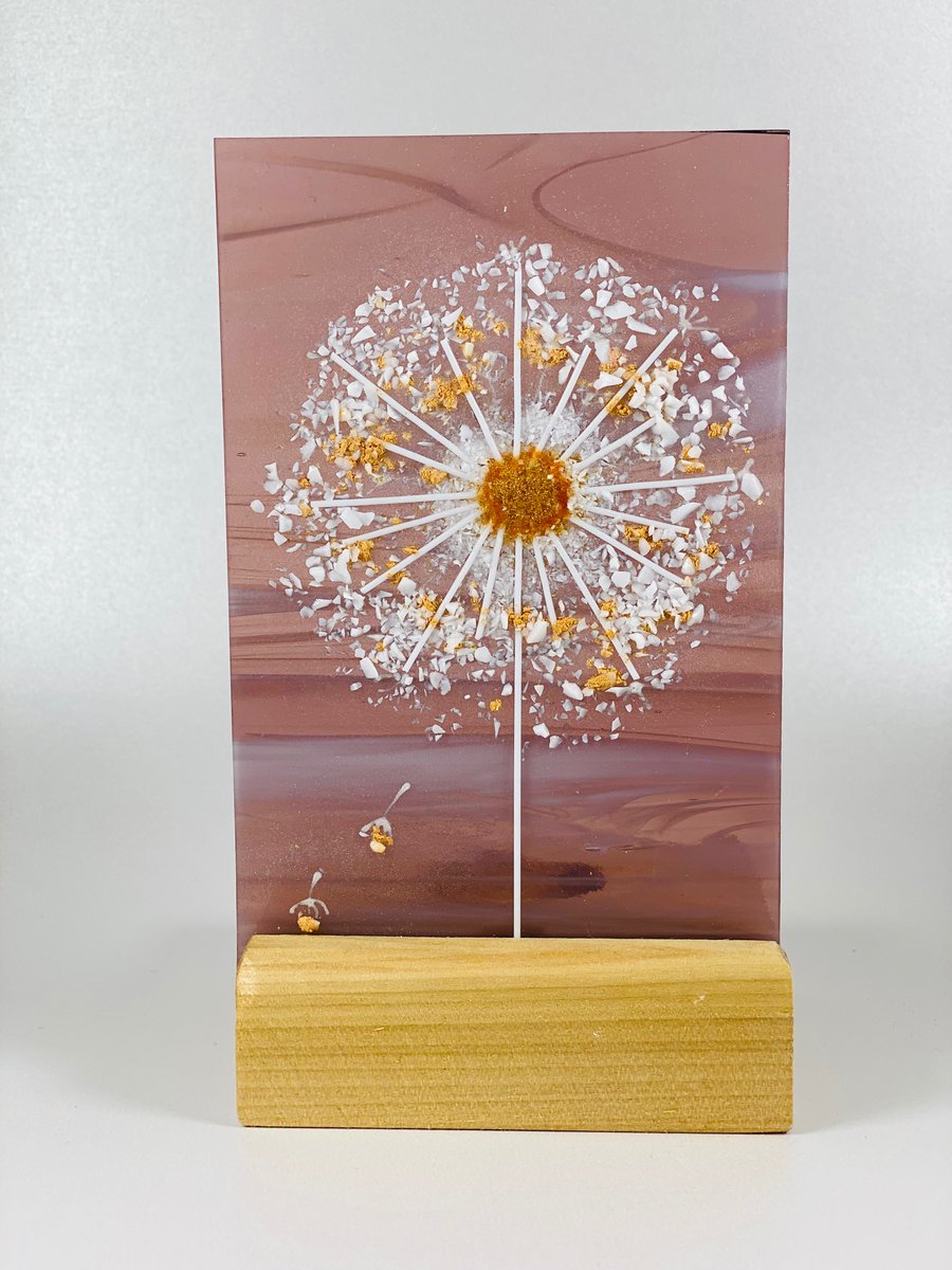  Dandelion Fused glass art and candle screen