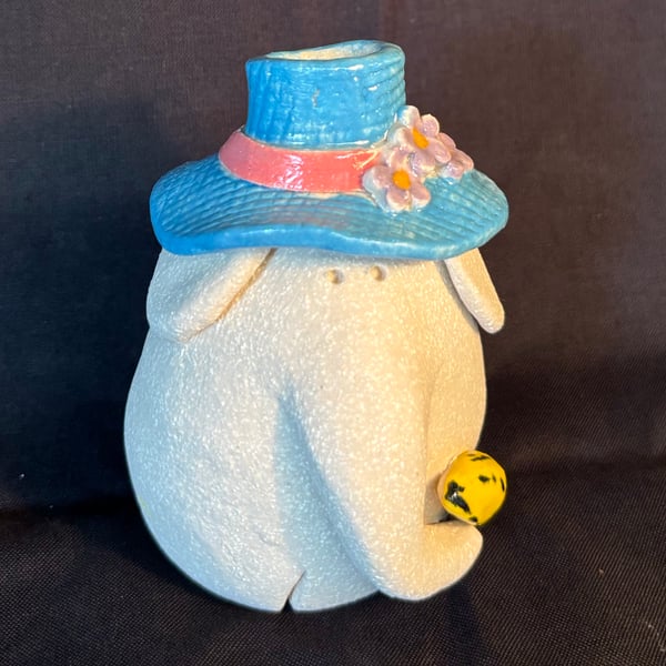 Elephant with blue hat vase