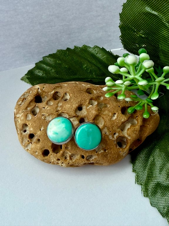 Handmade Round Polymer Clay Stud Earrings Stainless Steel Earrings