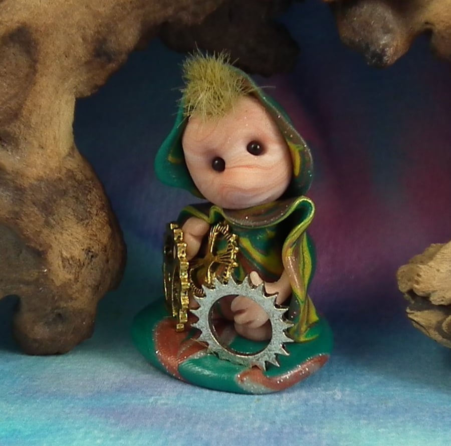 Summer Special  Tiny Mechanicals Earth Troll 'Hendry' 2" OOAK Sculpt Ann Galvin