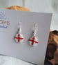 Hexagonal St George's Flag Beadwork Earrings - Image 1
