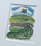 The Little Cottage on the Grassy Hill - Original miniature collage. A5 Mounted