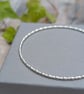 Sterling Silver Oval Beaded Wire Round Bangle - JBJ5024