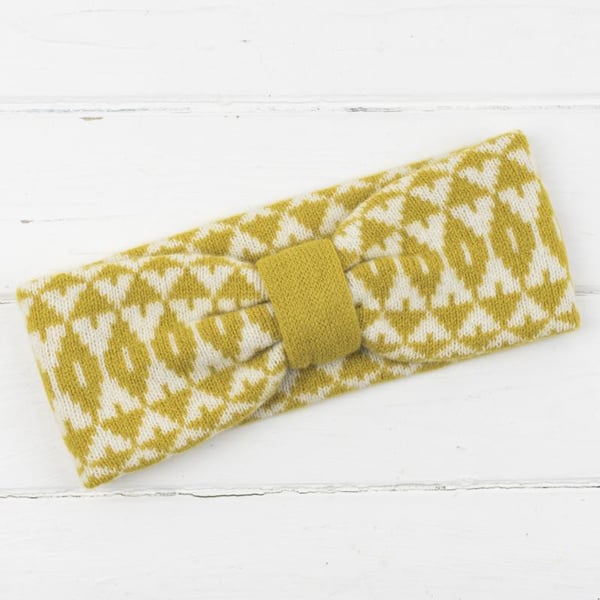 Mirror knitted headband - piccalilli and cream