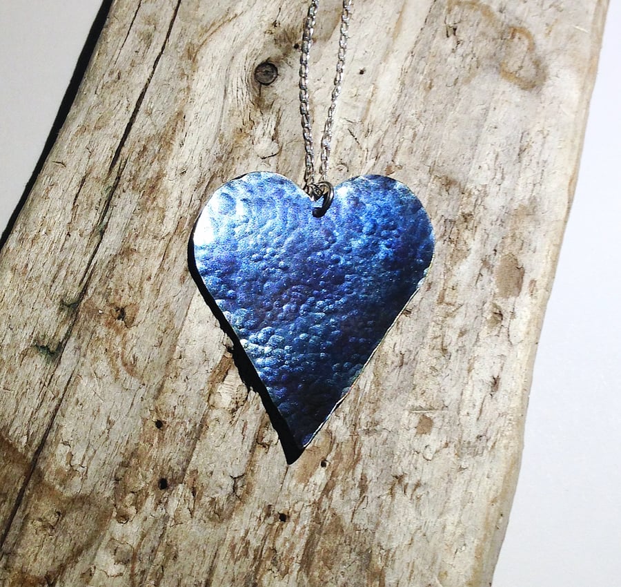  Handmade Coloured Titanium Heart Pendant Necklace - UK Free Post