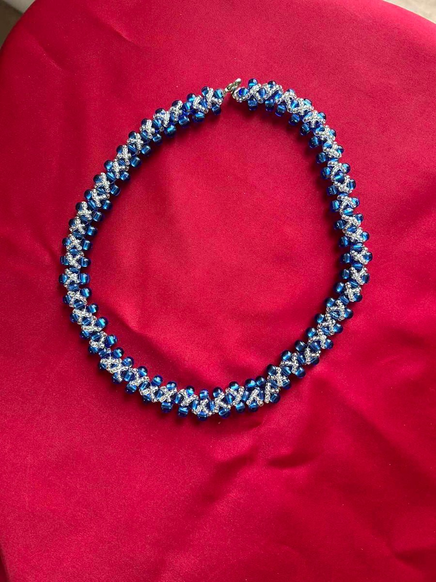 Handmade Royal Blue Beaded Necklace – A Sparkling Statement Piece