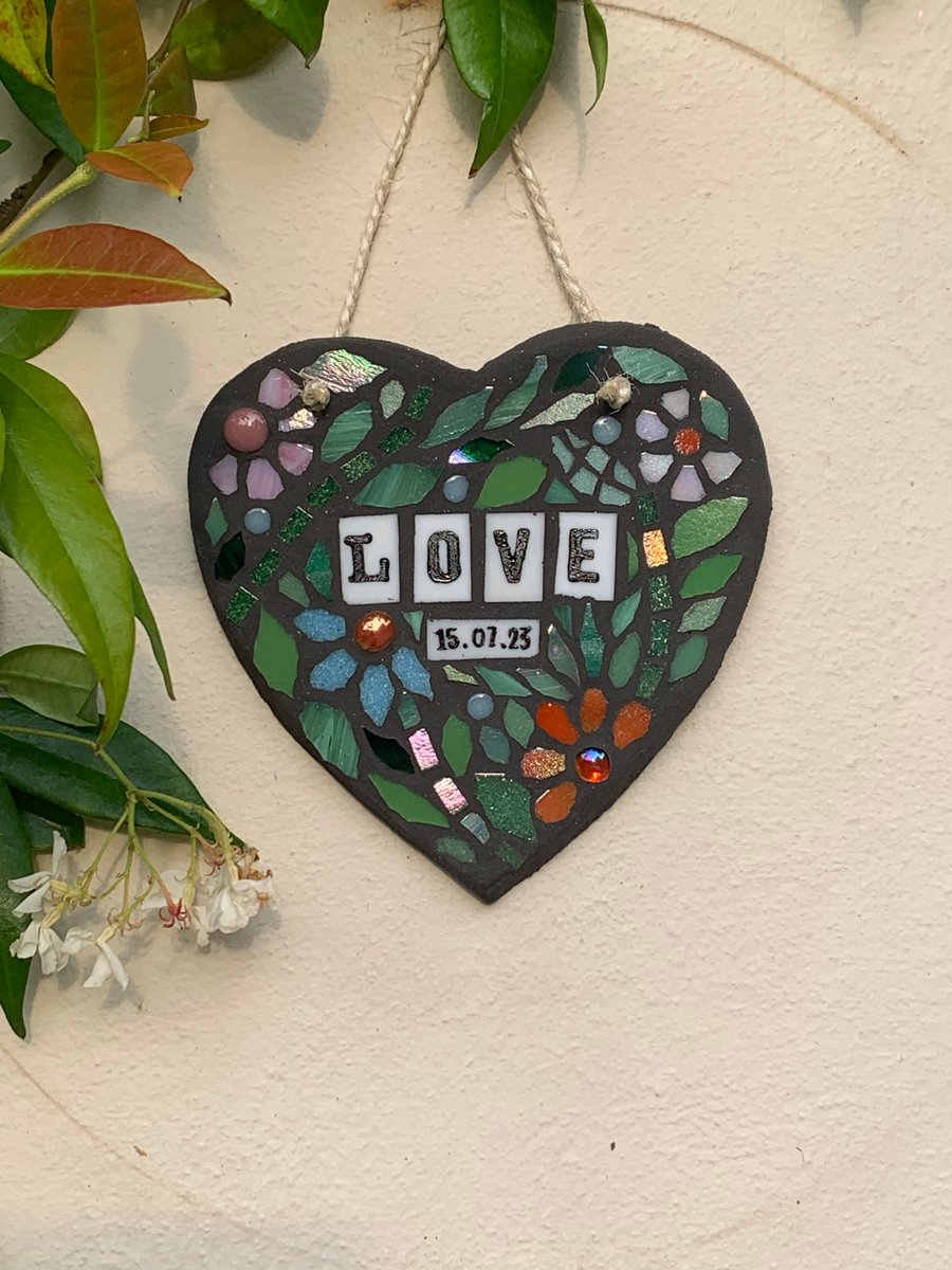 Personalised mosaic Heart, Personalised Gift, Wedding Present Idea, Outdoor Art