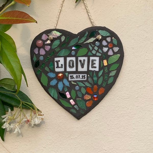 Personalised mosaic Heart, Personalised Gift, Wedding Present Idea, Outdoor Art