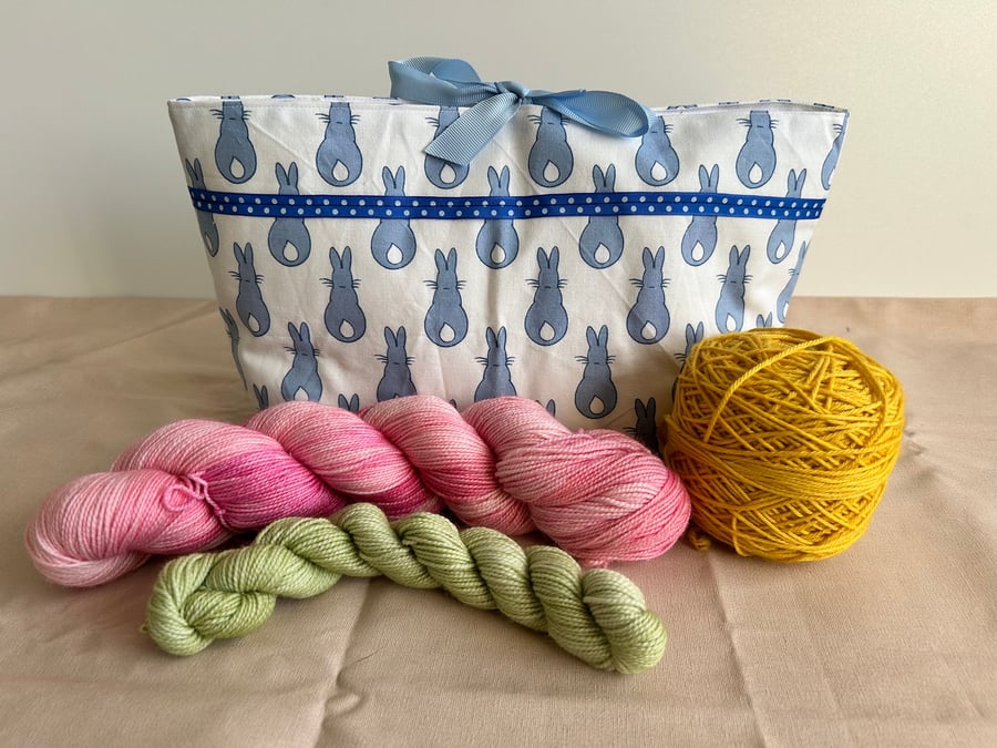 Knitting Project bag, Spring project bag, Project bag for knitters, project bag 