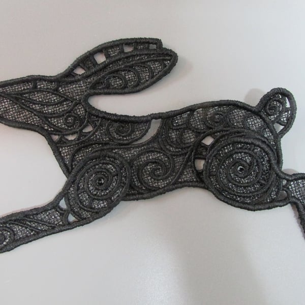 Embroidered Hare Bunny Rabbit Lace Applique with moving parts