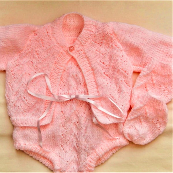 3 Piece Sleeveless Baby's Romper Cardigan and Socks Set, Baby Shower Gift