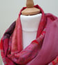 Sari silk double sided infinity scarf. Shades of burnt orange, burgundy, pink an - Image 10