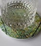 Ceramic coaster - round coaster - matt finish - green leaf print - Image 2