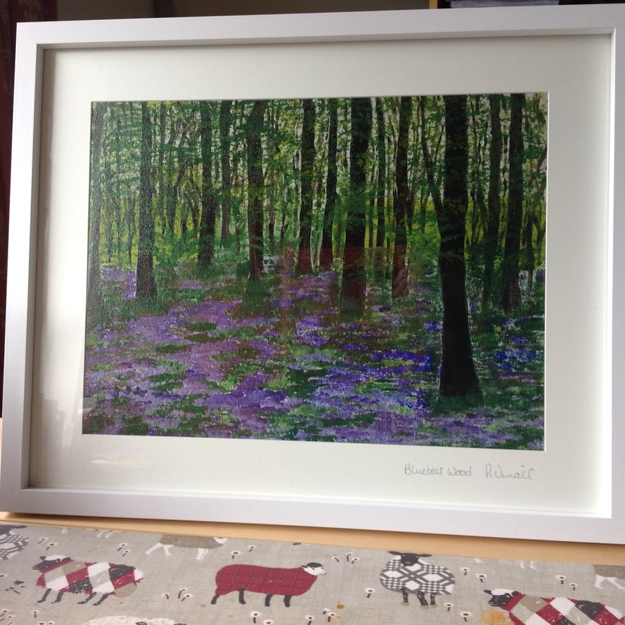 Acrylic painting bluebell wood