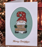 Handmade Cross Stitch Ho Ho Ho Christmas Gonk Card – 6 x 4 Inch - Image 1